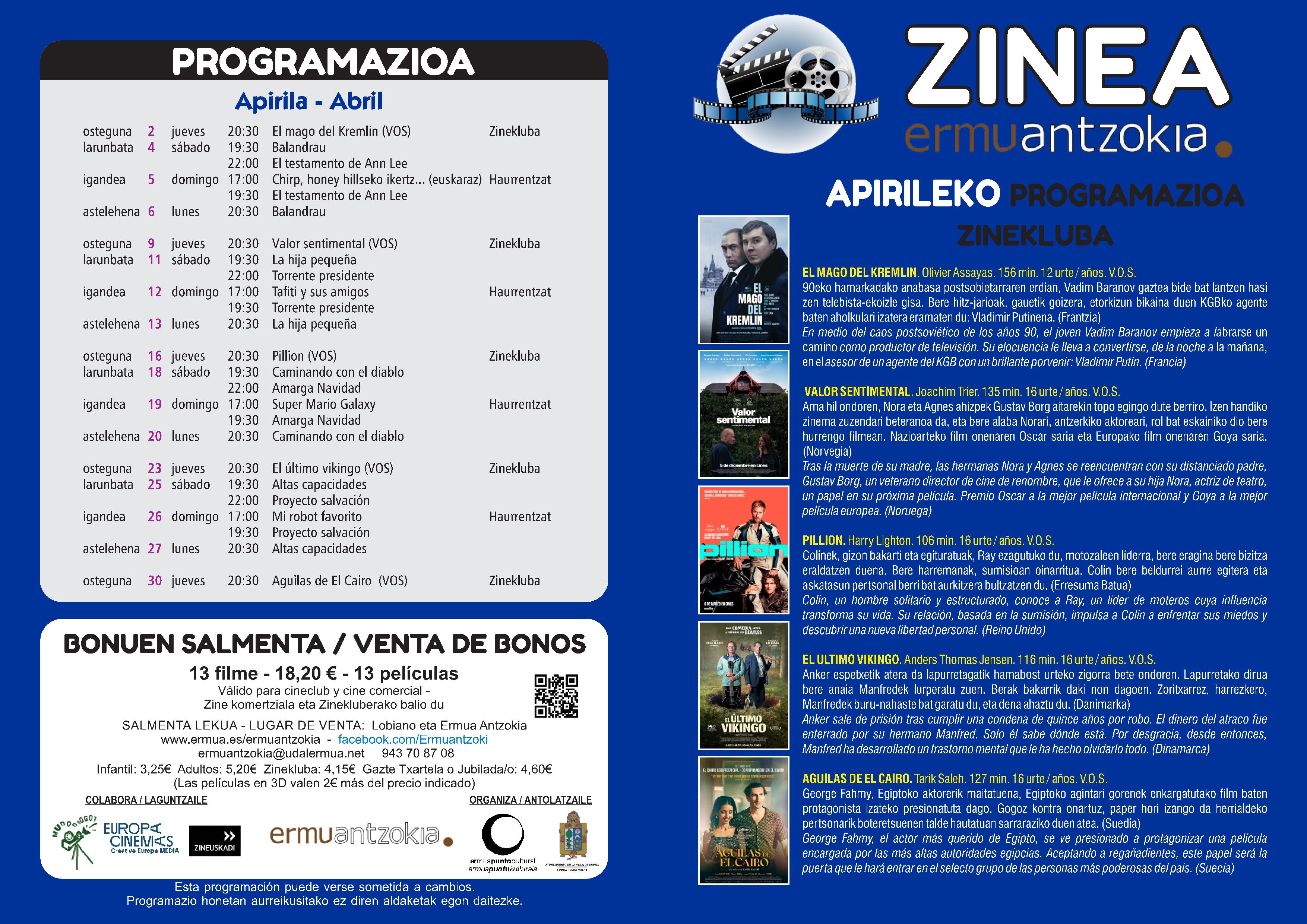 2026 Apirileko Zine Programazioa