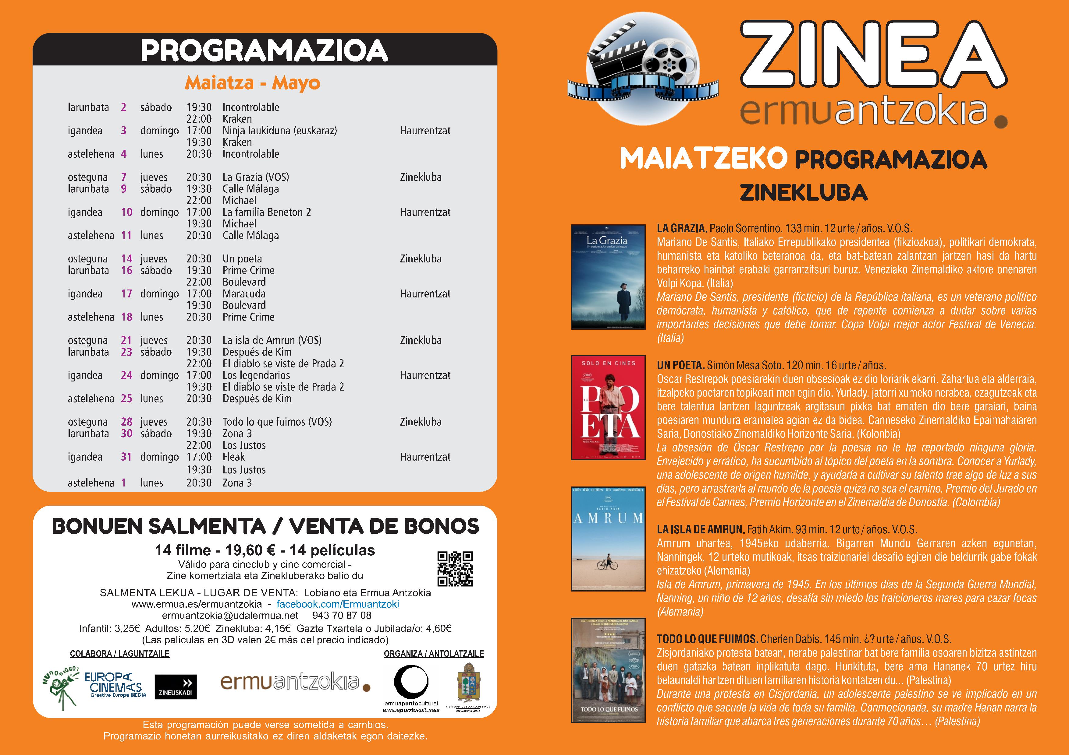 Maiatzeko zine programazioaren azala