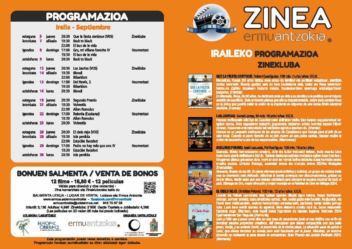 Programación Cine Septiembre 2024