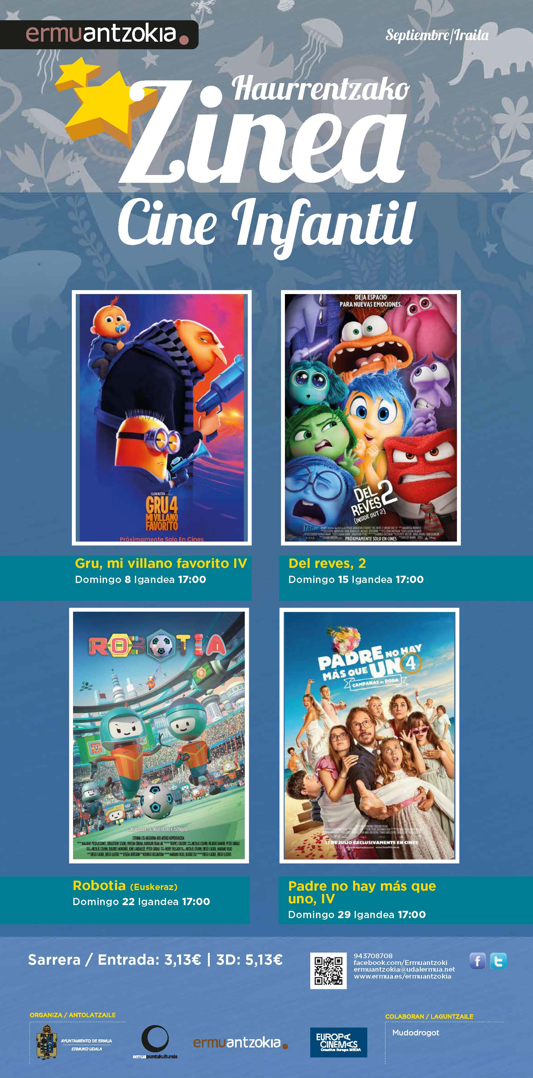 Cartel programación cine infantil septiembre 2024
