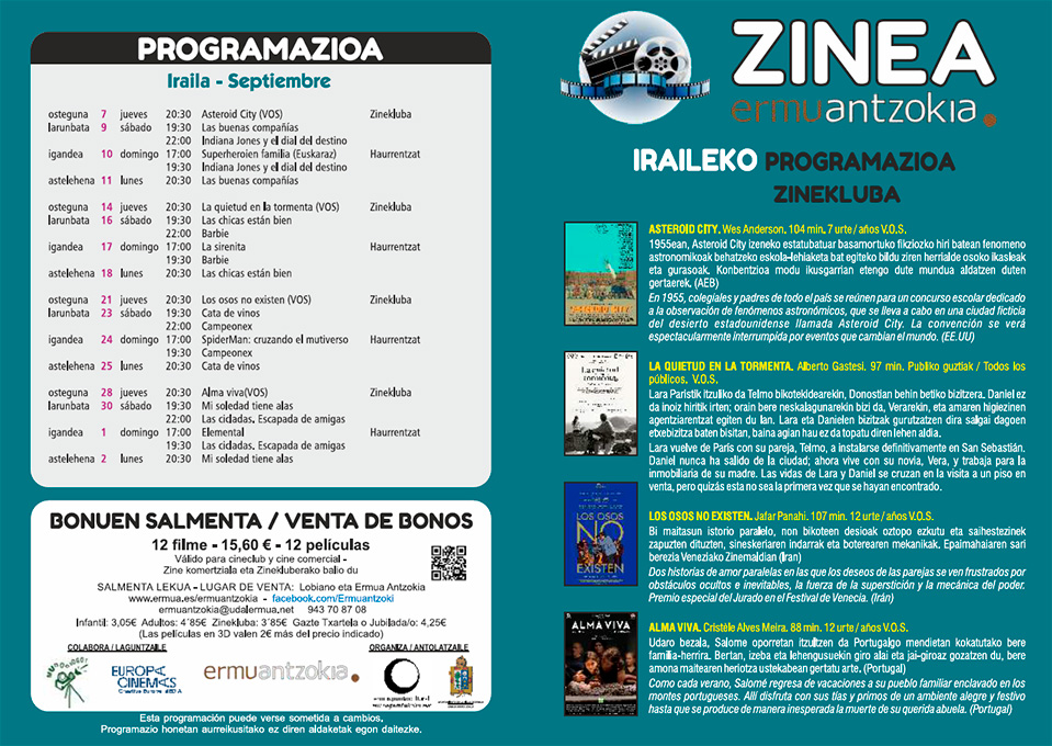 Información del mes y detalle del cineclub