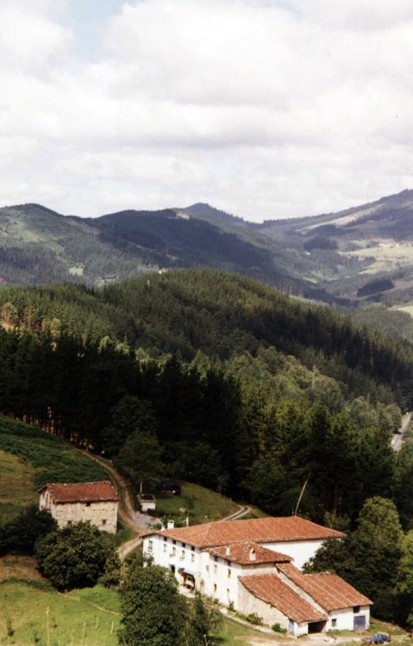 Caserios de Ureta con Zengotita y Oiz al fondo