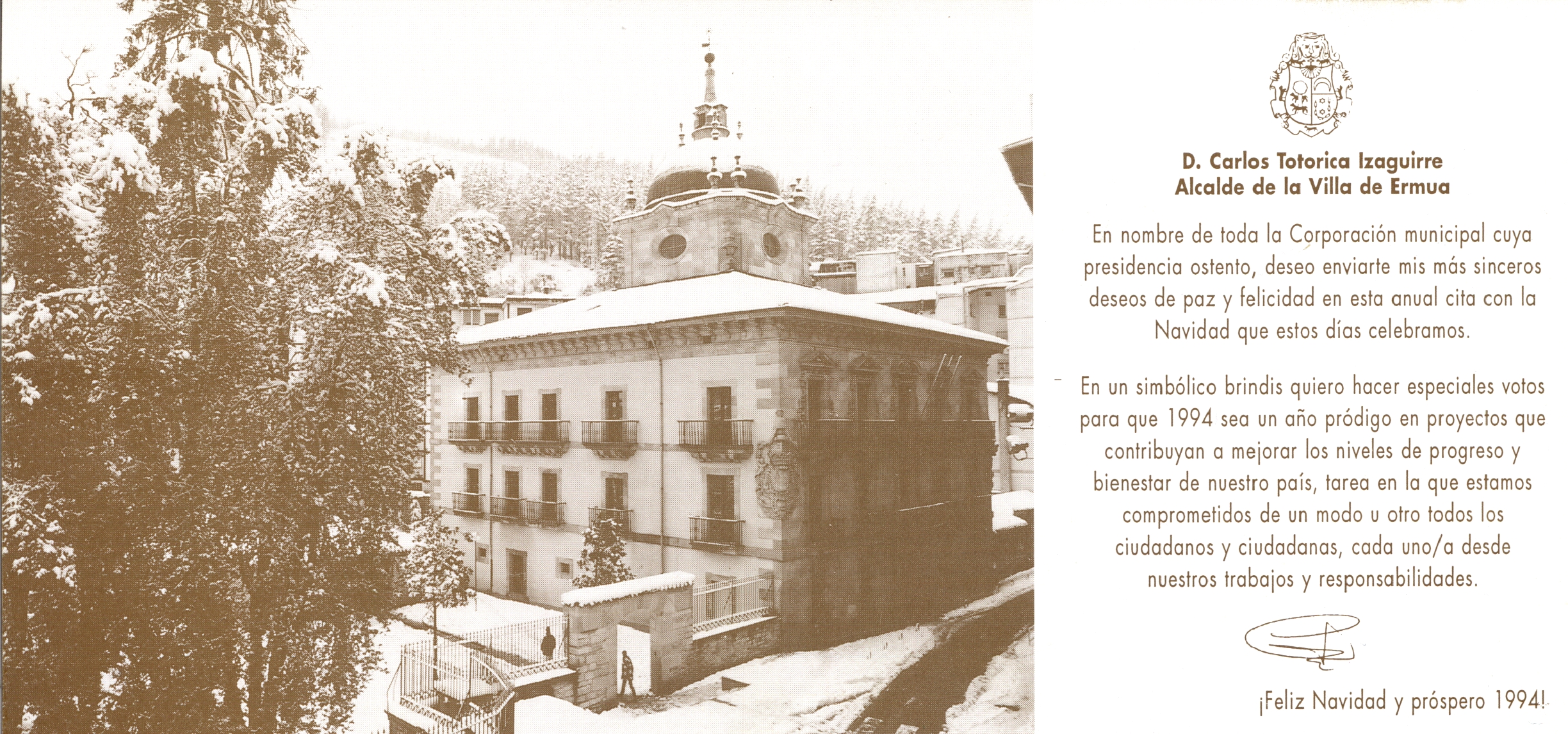 Felicitación de navidad del Ayuntamiento de 1994 Felicitación de navidad del Ayuntamiento de 1994