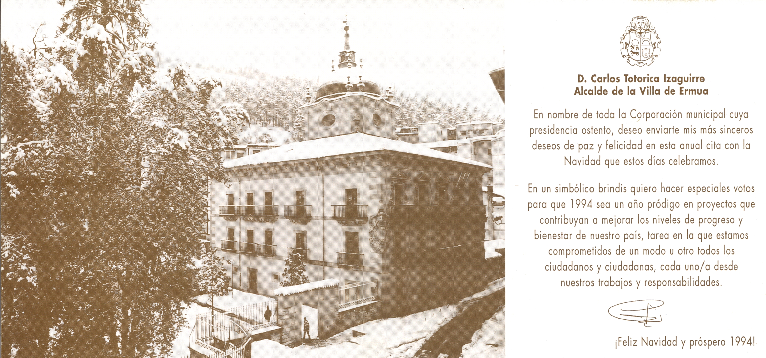 Felicitación de navidad del Ayuntamiento de 1994