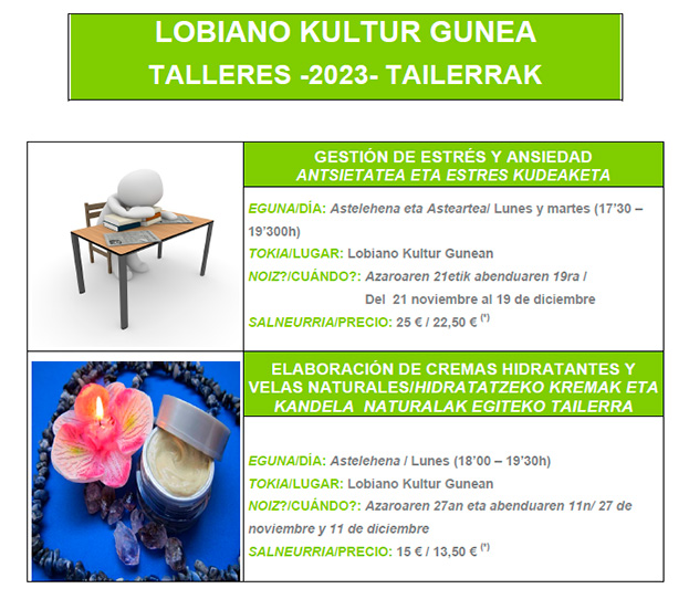 Detalle del cartel con los cursos