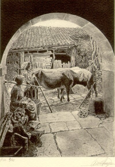 Labradores de Ermua a la puerta del caserio Labradores de Ermua a la puerta del caserio