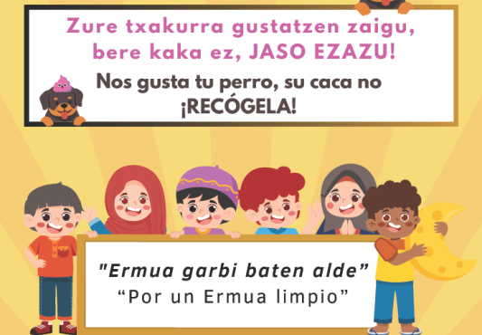 Ermuko Haurren Kontseiluaren aldarrikapen ibilaldiaren kartela | Cartel de la caminata reivindicativa del Consejo de la Infancia de Ermua