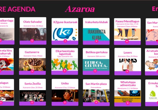Azaroko jardueren laburpen interaktiboa