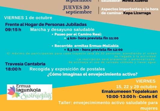 Cartel que informa de las actividades