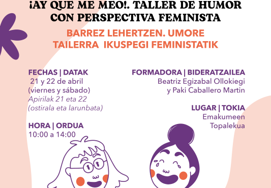 Cartel del taller de humor feminista "Ay que me meo"