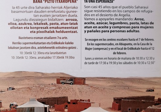 Recogida de alimentos para las personas refugiadas del Sahara