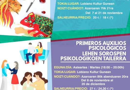 Talleres de filigranas y primeros auxilios psicológicos