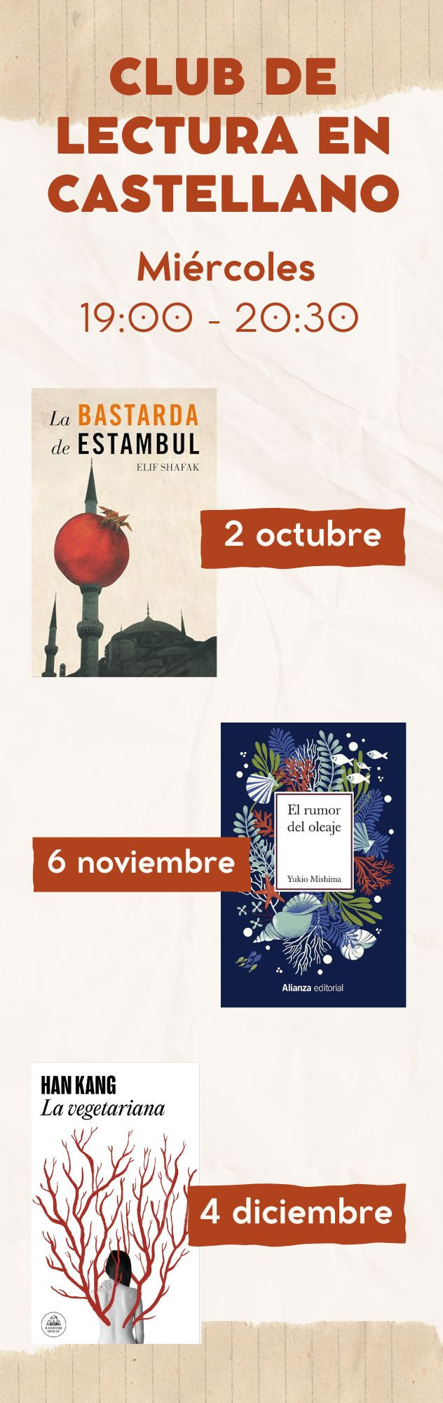 Marcapáginas club de lectura en castellano