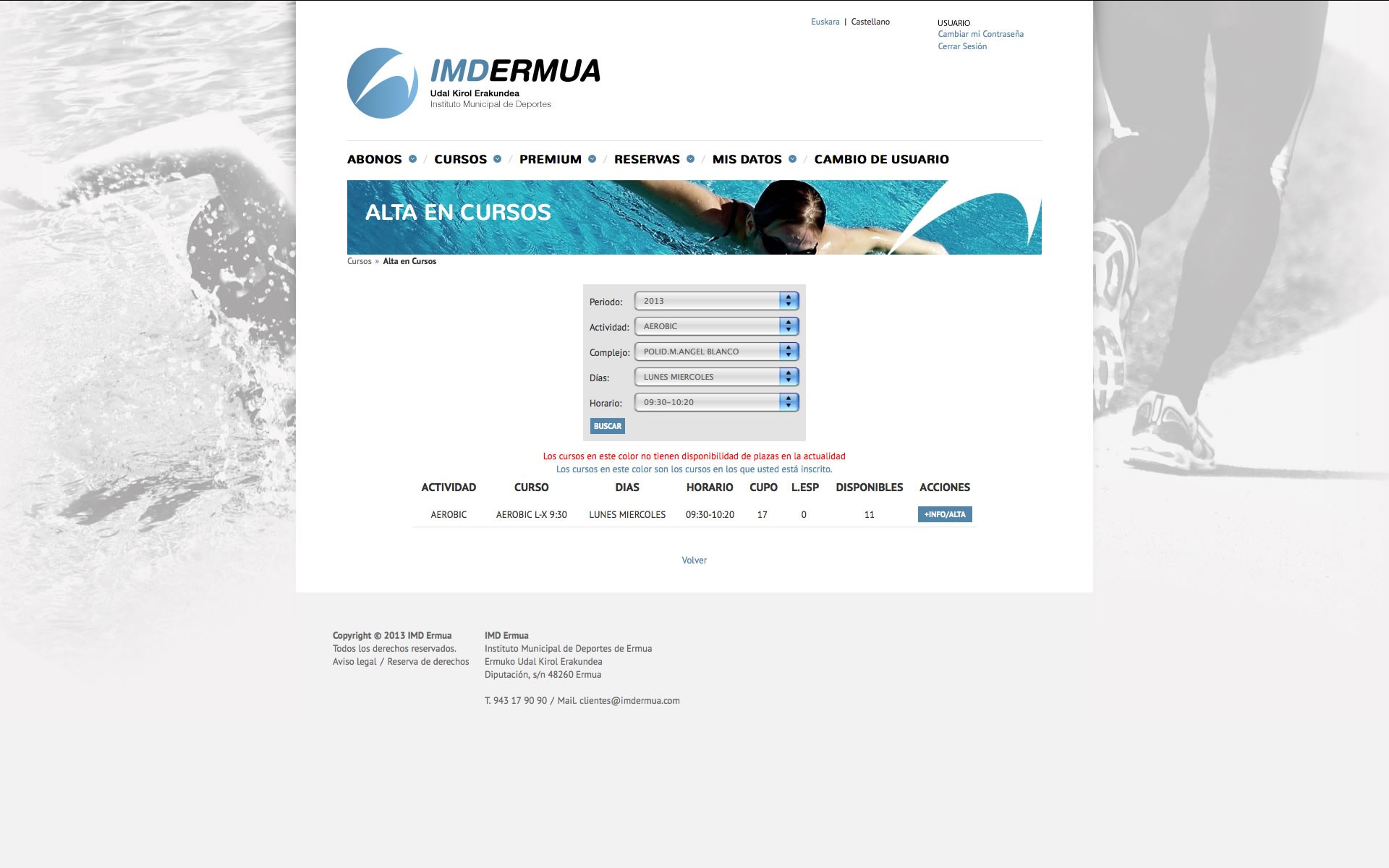 Alta en cursos del IMD