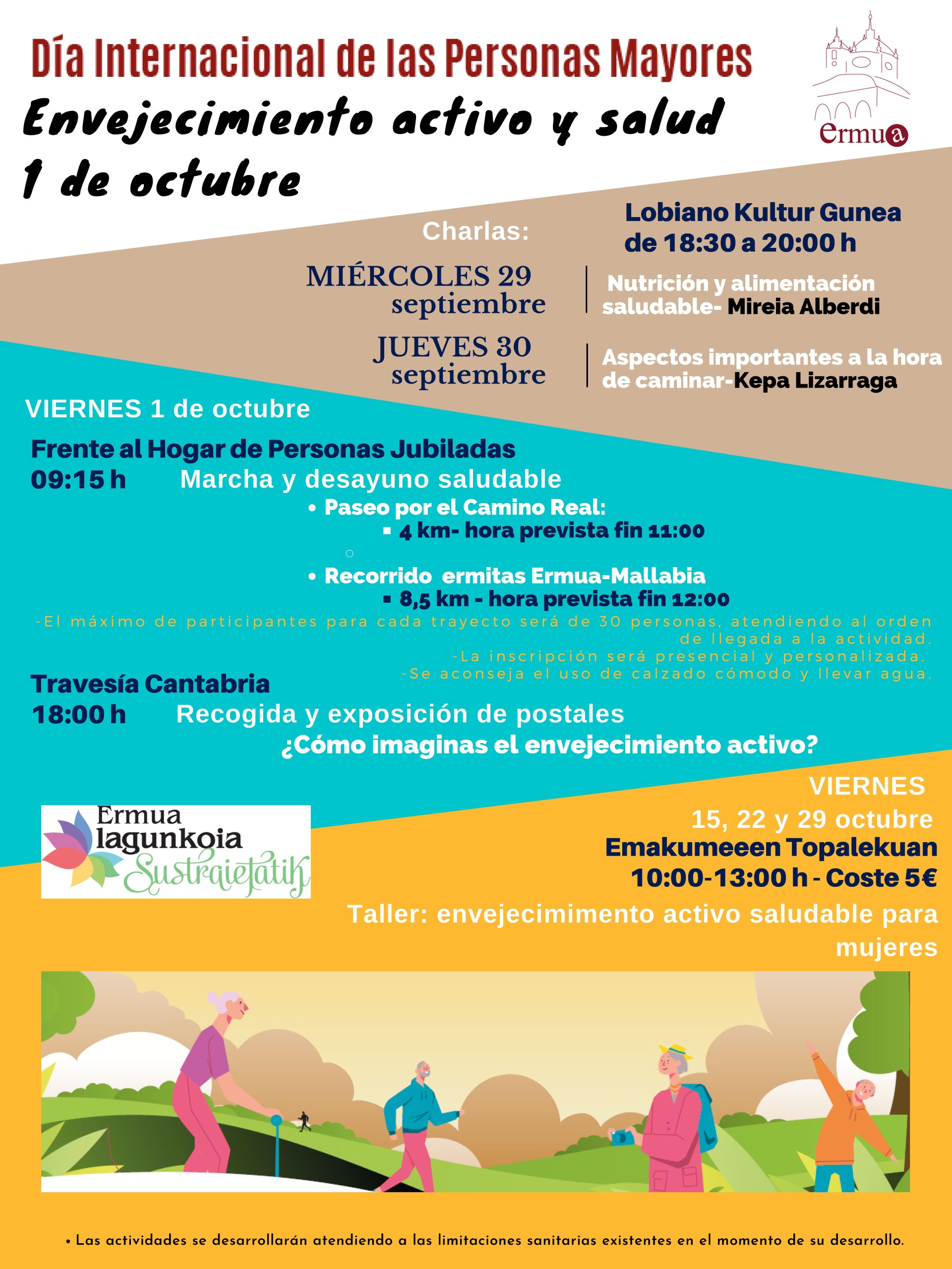 Cartel que informa de las actividades