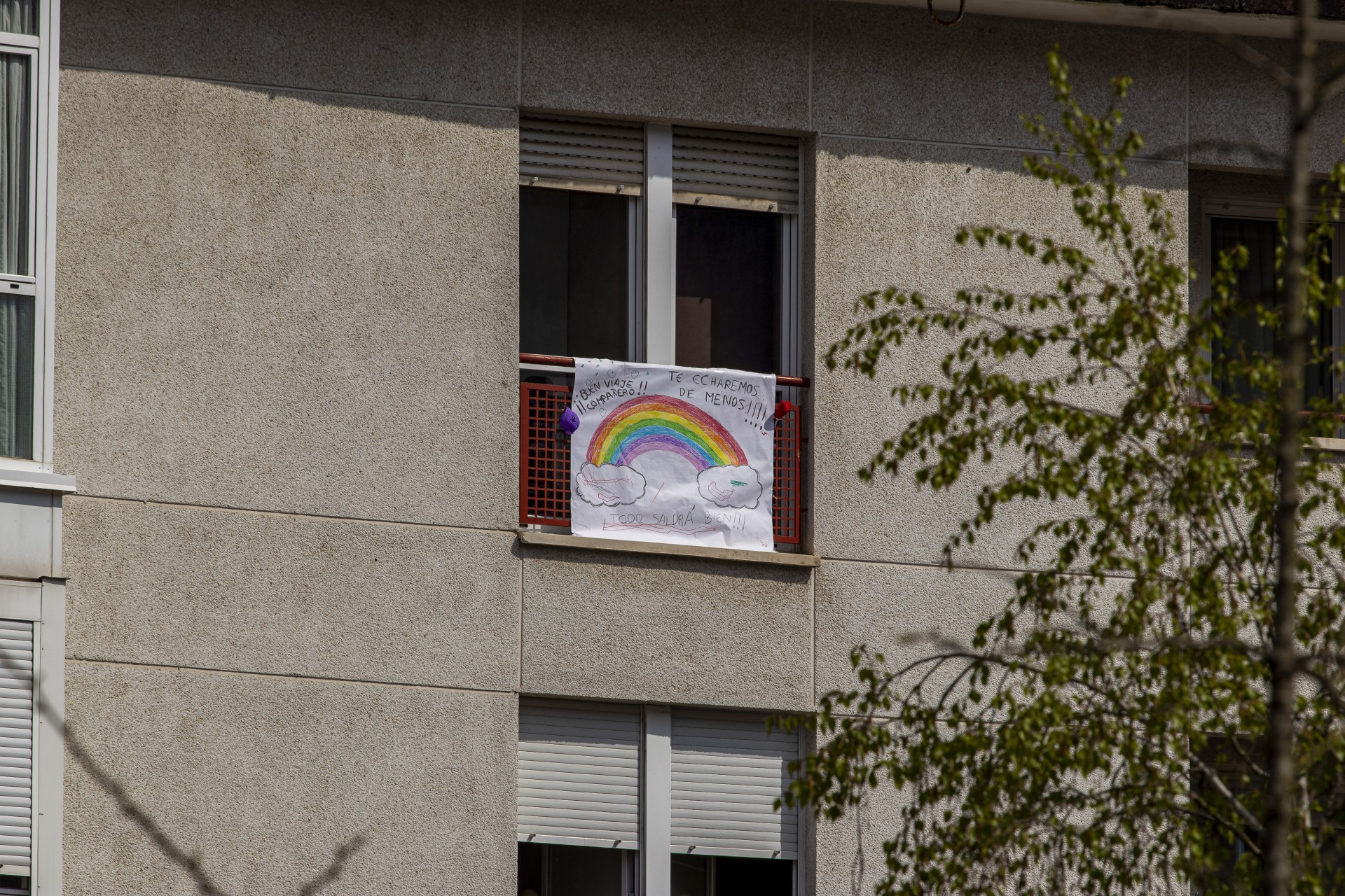 Carteles de ánimo en las ventanas