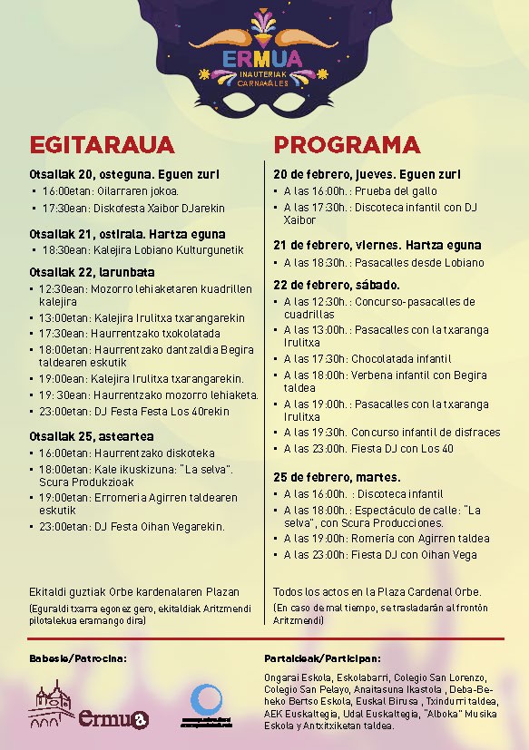 Detalle de las actividades y horarios
