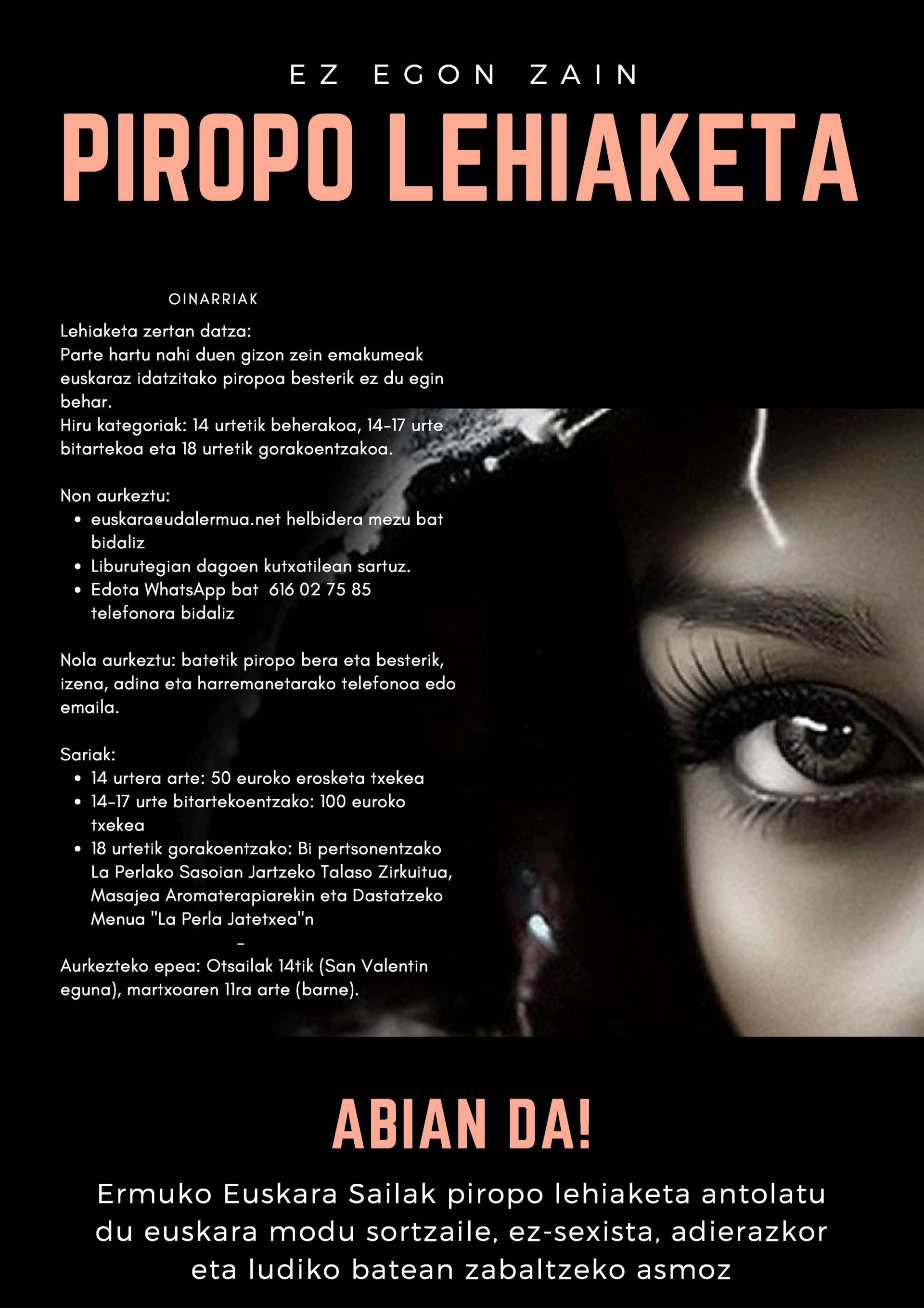 Ermuko Piropo lehiaketa iragartzeko kartela