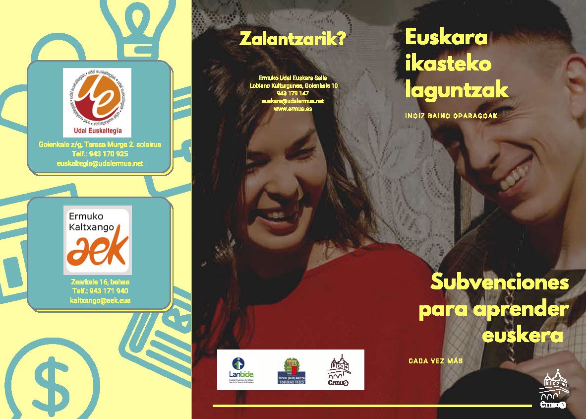 Euskara ikasteagatiko laguntzak agiriaren azala