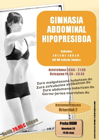 Gimnasia abdominal hipopresiboaren kurtsoaren kartela