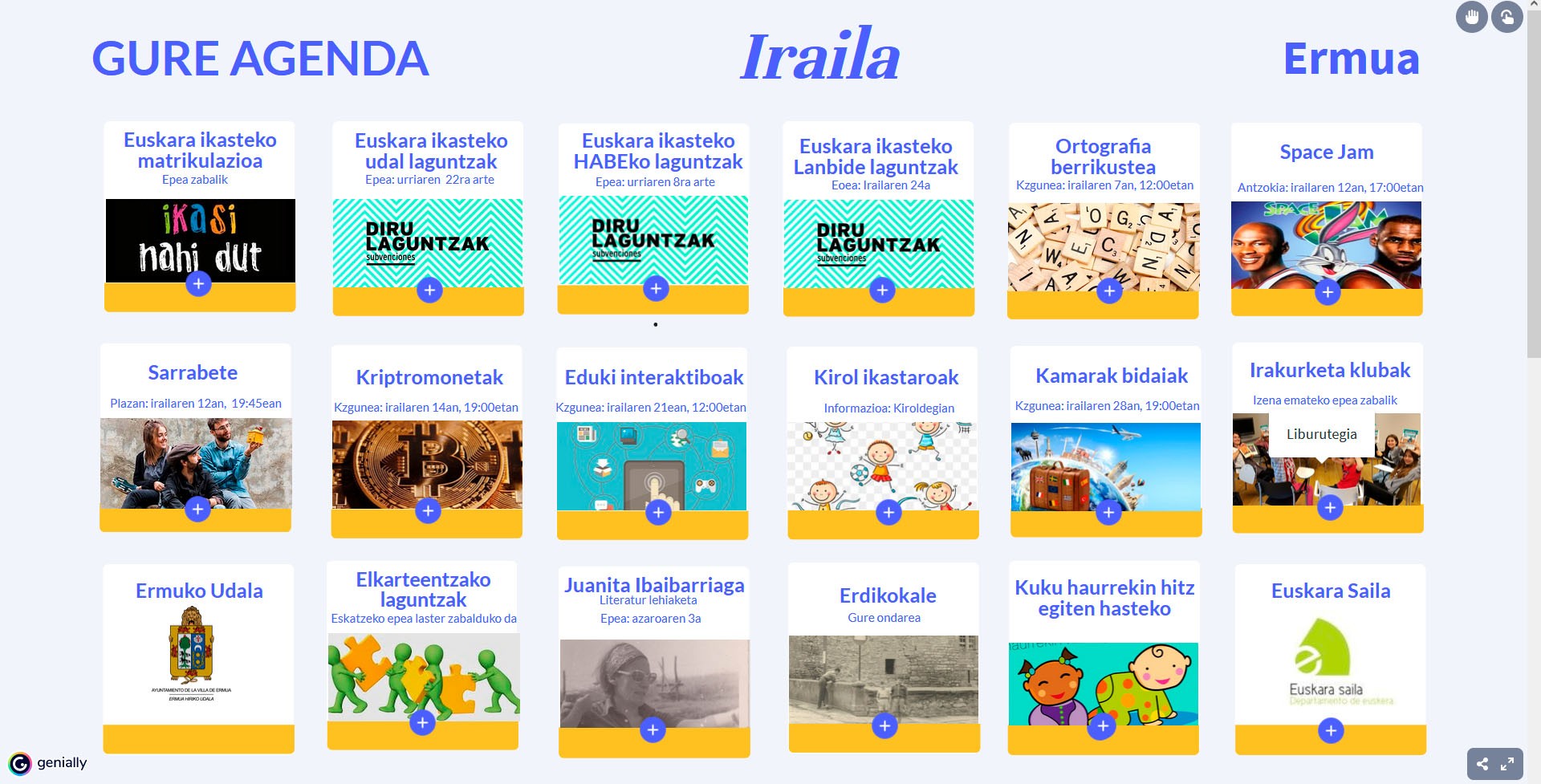 Iraileko laburpena pantailan