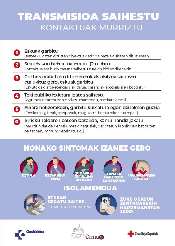 Kutsatzea ekiditzeari buruz lehen orria