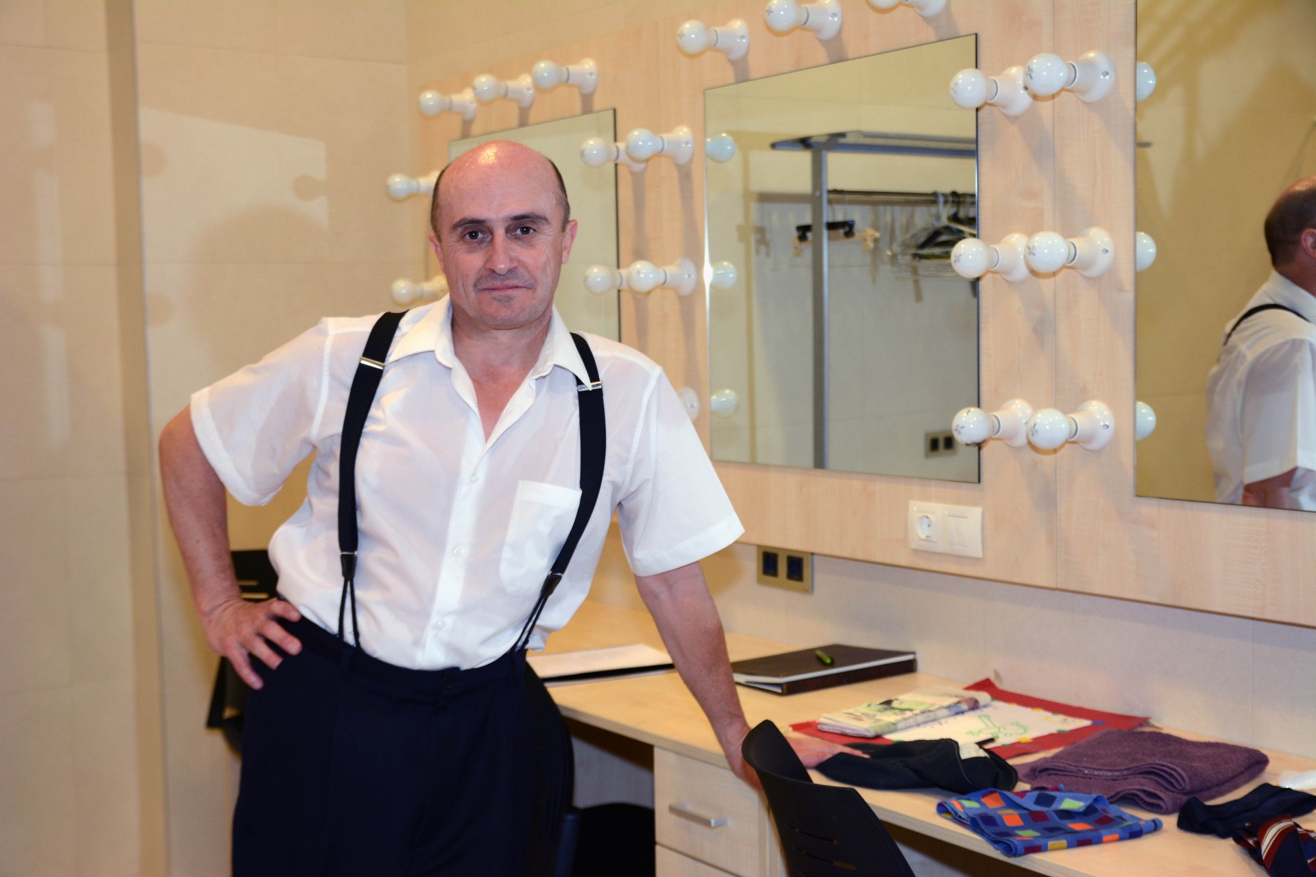Pepe Viyuela en el camerino del Ermua Antzokia