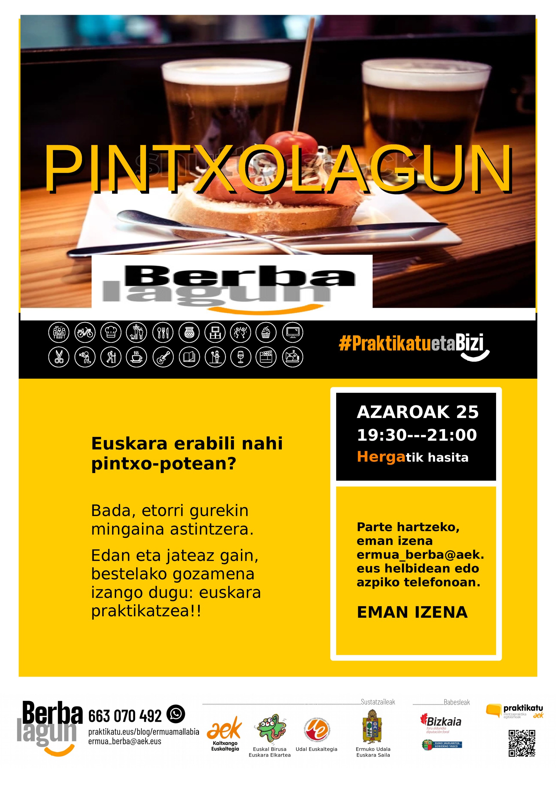 Pintxolagun ekimena iragartzeko kartela