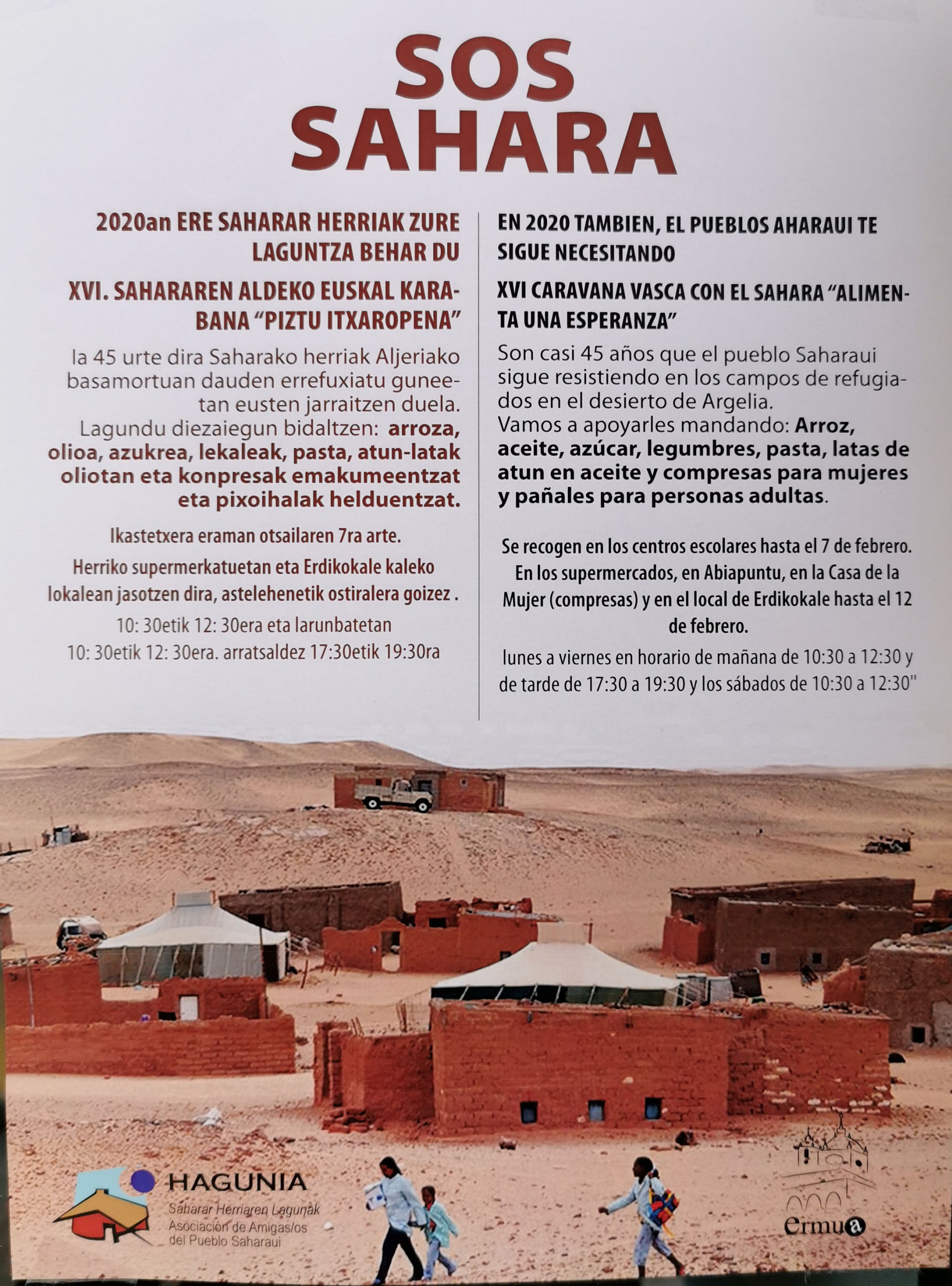 Recogida de alimentos para las personas refugiadas del Sahara