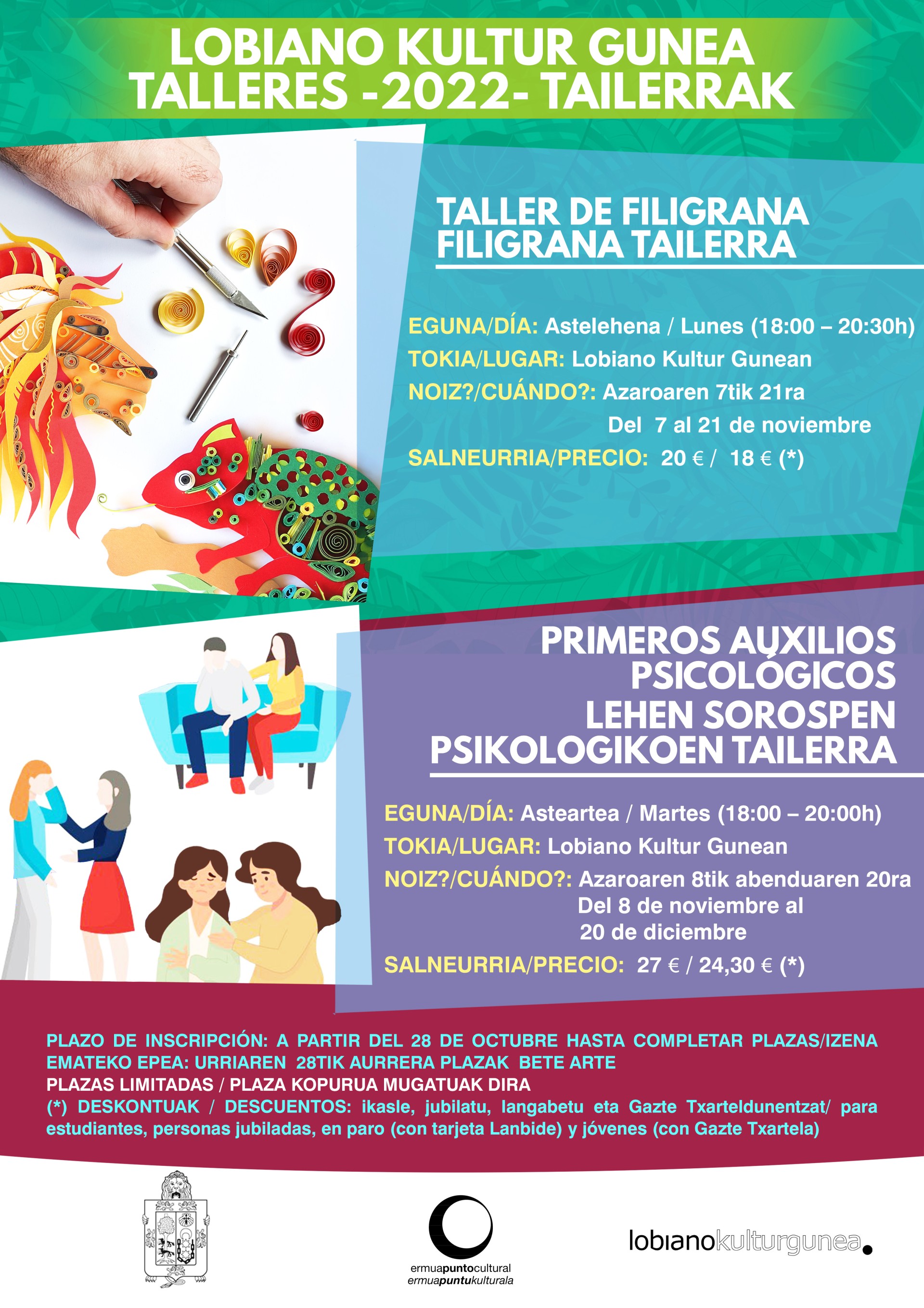 Talleres de filigranas y primeros auxilios psicológicos Talleres de filigranas y primeros auxilios psicológicos